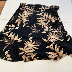 George Black and Brown Leaf Print Flared Stretchy Skirt
